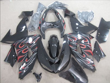 06-07 Noir Rouge Blanc Flamme Ninja Kawasaki ZX10R Carénage Moto