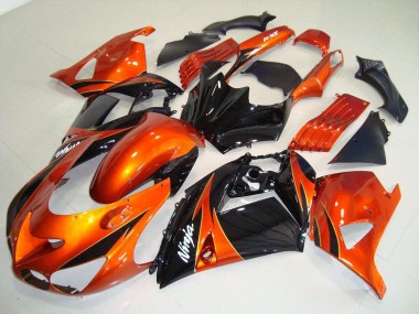 06-11 Orange Noir Kawasaki ZX14R ZZR1400 Carénage Moto