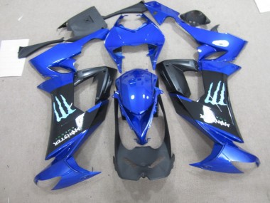 08-10 Noir Bleu Monster Kawasaki ZX10R Carénage Moto