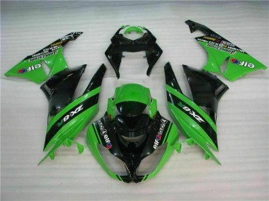 09-12 Noir Vert Kawasaki ZX6R Kit Carénages Motos