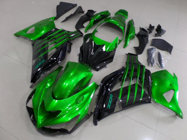 12-21 Candy Vert et Noir Kawasaki ZX14R ZZR1400 Carénage Moto